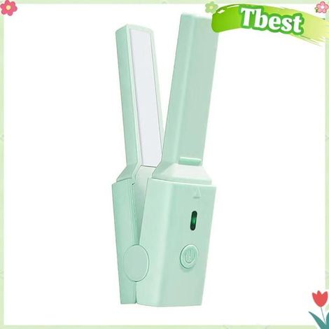 Tbest Mini fer à lisser Mini Lisseur De Cheveux Portable USB Chauffage Rapide Fer à Lisser Et Boucler parfum brosse Verte (1/5)