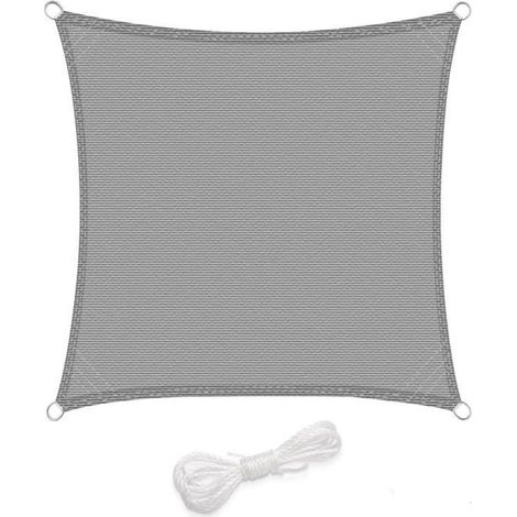Voiles d'ombrage,carré 4x4m, Respirante en HDPE,Protection Solaire, Anti 85% UV, pour Jardin terrasse Camping,Gris Clair