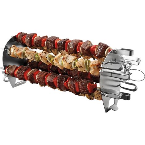 Set de 6 brochettes en acier inoxydable pour rôtissoire – Rotation constante pour cuisson uniforme – Compatible barbecues Weber Genesis et Spirit