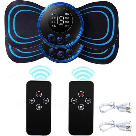 EMS-Elektromassagegerät für Nacken und Rücken mit LCD-Bildschirm, 8 Modi, pulsierender Muskelstimulator, tragbar, Schmerzlinderung 01064-AquaForge