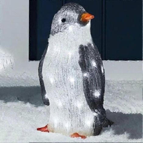 Pingouin de Noël lumineux en acrylique, figurine décorative pour jardin ou lampe de sol. (1/4)