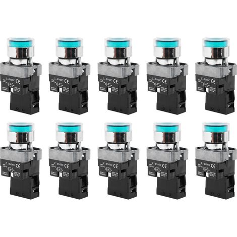 10 Boutons poussoirs BERM@ auto‑réinitialisation normalement ouverts plats 24V XB2‑10DN24V pour équipement électrique (1/5)