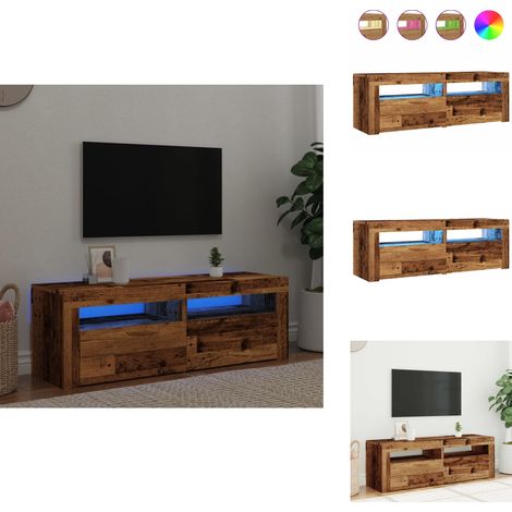 Meuble TV avec lumières LED vieux bois bois d'ingénierie - Meuble TV - Meubles TV - Support TV - Meuble Hifi (1/5)