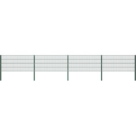 Panneau de clôture avec poteaux Fer 6,8 x 0,8 m Vert (1/5)
