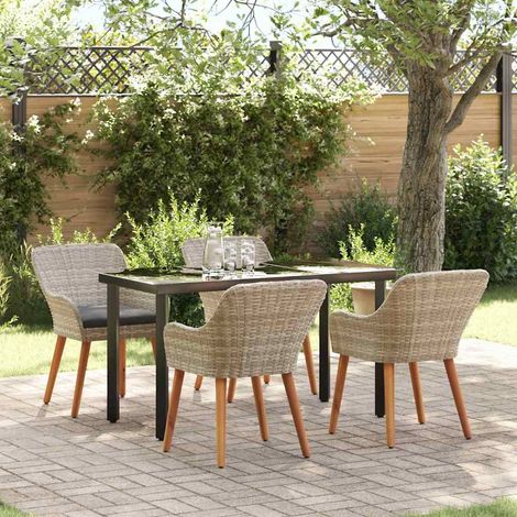 Conjunto de Comedor de Jardín 5 pcs Gris Claro ratán sintético vidaXL (1/5)