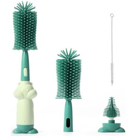 Goupillon Biberon,Ensemble De Brosse Biberon BéBé 3 en 1,Ecouvillon Biberon Silicone Doux,RéSistant Aux Rayures Et Durable,Nettoyeur Biberon pour Nettoyer Les Biberons Et Les Tasses (1/5)
