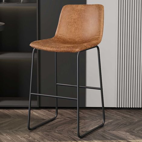 Tabouret de bar Mancia PU Cognac - Métal et tapisserie vintage (1/5)