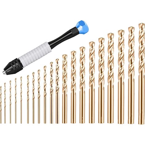 Mini Perceuse à Main Drill 20Pcs Kit Forets Hélicoïdaux,Forets HSS Foret Metal 0,6 à 1,5mm et 1,6 à 2,5mm Micro Forets de Gravure pour Bois, Métal, Plastique, Bijoux Gravure CNC (1/5)