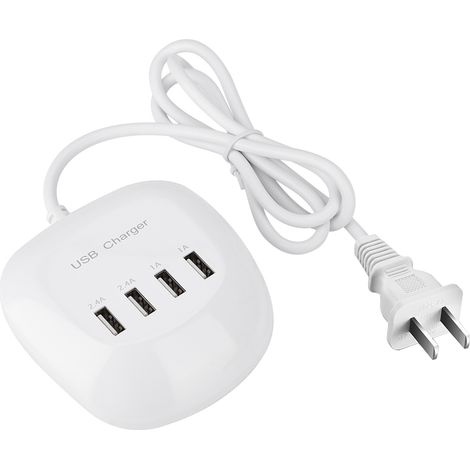 Chargeur mural rapide 4 ports USB 100-240V, station de charge multiprise pour bureau, adaptateur secteur prise américaine (1/5)