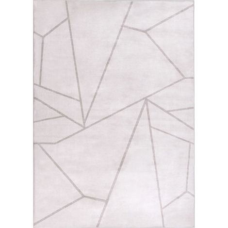 Elegante tappeto 140 x 200 cm Tessuto geometrico Soggiorno Camera da letto Per riscaldamento a pavimento Fondo antiscivolo Beige chiaro Posof