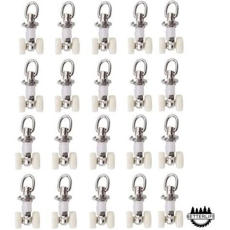 20 Pices Rouleaux de Rail Planeur de Voie de Rideau Plastique Twin roulettes en Alliage d\'aluminium (1/5)