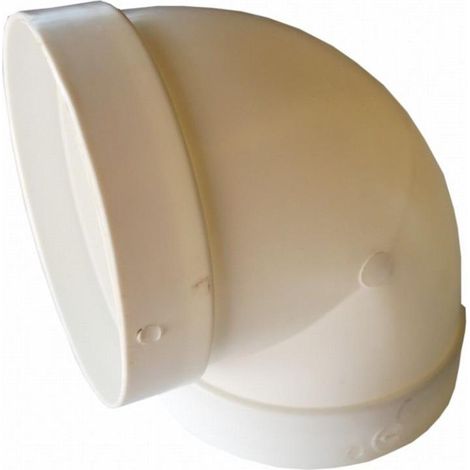 FPLUS codo redondo 90º 120mm. , Codo horizontal a 90 grados para unión con tubo rígido redondo de 120 mm.Fabricado en PVC para la salida de humos de la campana de la cocina.