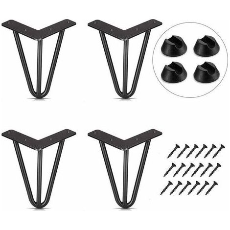 Set aus 4 Haarnadel-Tischbeinen aus Stahl mit kostenlosen Schrauben und Kappen (15 cm), von DEBUNS (1/5)