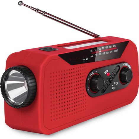 Filiyano – lampe torche et alarme – Radio d'urgence AM/FM/NOAA avec lampe torche et alarme SOS (rouge) (1/5)