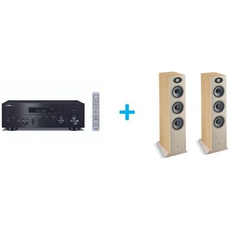 Amplificateur Hi-Fi Yamaha R-N600A Noir + une paire d'enceintes colonne Focal Theva N3 Bois clair