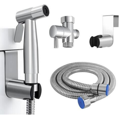 Kit de Douchette de Bidet en Acier Inoxydable, Vaporisateur de Toilette Douchette à Main avec 1.5m Tuyau et Support, Kit Douchette WC Complet, Pulvérisateur de Bidet à Main pour Hygiène Personnelle (1/5)