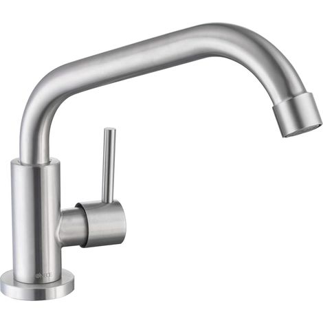 ONECE Rubinetto da Cucina Girevole a 360°, Rubinetto Cucina Monocomando Solo Acqua Fredda, Rubinetti Lavello Cucina in Acciaio Inox 304, Aeratore Rimovibile, Spazzolato