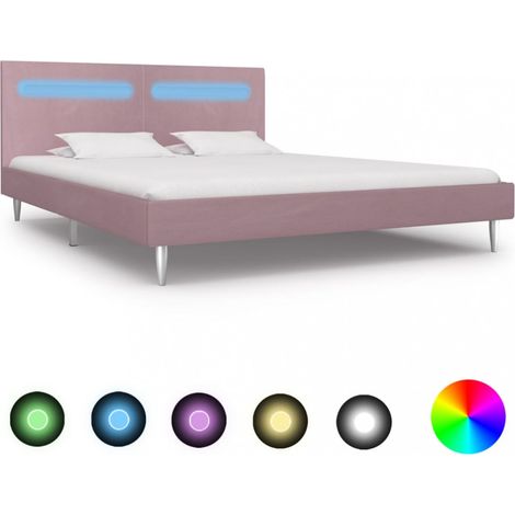 Bettgestell mit LED Rosa Stoff 180 x 200 cm vidaXL (1/5)