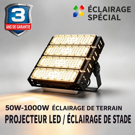 Projecteur LED Modulaire Extérieur 500W 1900K-6500K Noir Stade Tunnel 52 × 32 × 32 cm 2,25 kg – Livraison gratuite (1/5)