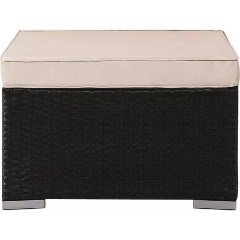 AREBOS Polyrattan Hocker Sitz Ablage In & Outdoor geeignet inklusive Sitzkissen (1/5)