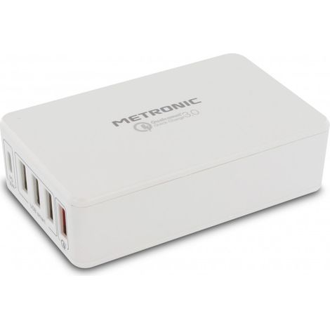 Chargeur bureau 3 USB-A Smart IC + 1 USB-A Quick Charge + 1 USB-C - blanc (1/5)