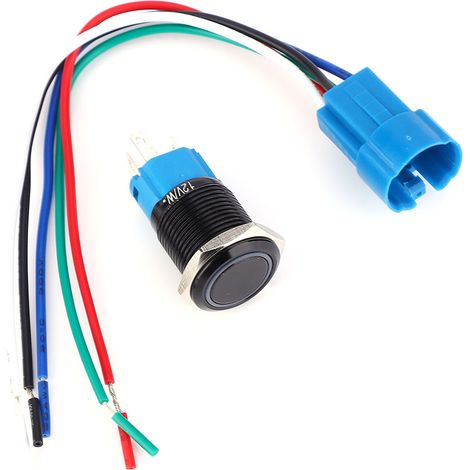 jeux d'interrupteurs à bouton-poussoir métalliques à réarmement automatique à 5 broches 1NO1NC 12VDC 16 mm avec voyant (blanc)