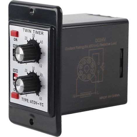 Bouton de relais double minuterie marche/arrêt, interrupteur horaire de commande Atdv-yc 6s-60m (dc 24v) (1/4)