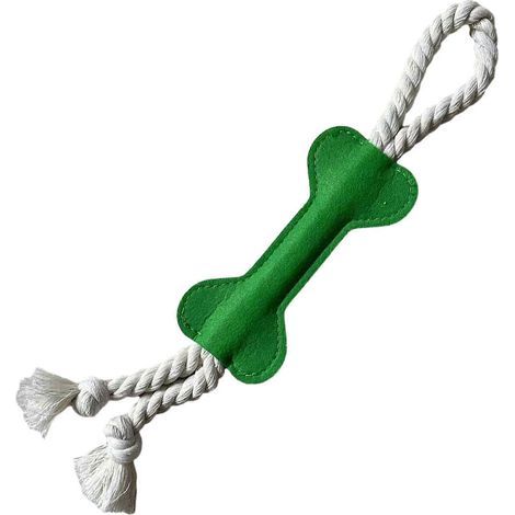 Jouet interactif en corde pour chien en forme d'os - Nettoyage des dents - Vert (1/5)