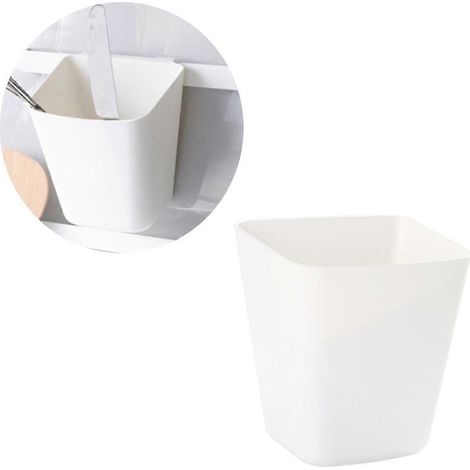 Ce mini support de rangement suspendu en plastique blanc convient aux ustensiles de cuisine, aux stylos, aux petites plantes, etc. (1/2)