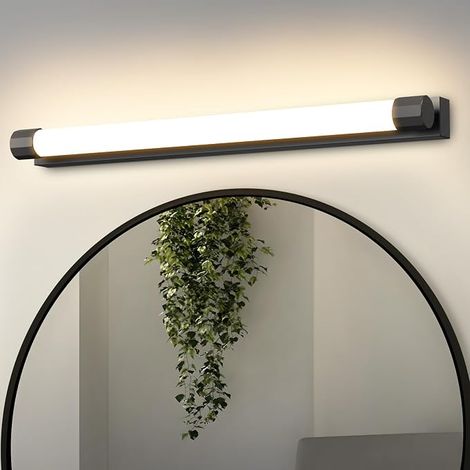 GBLY LED Spiegelleuchte Bad 50CM 10W Schwarz Warmweiß 3000K IP44 Wasserdicht Modern Wandlampe Für Flur Wohnzimmer Badezimmerspiegel (1/5)