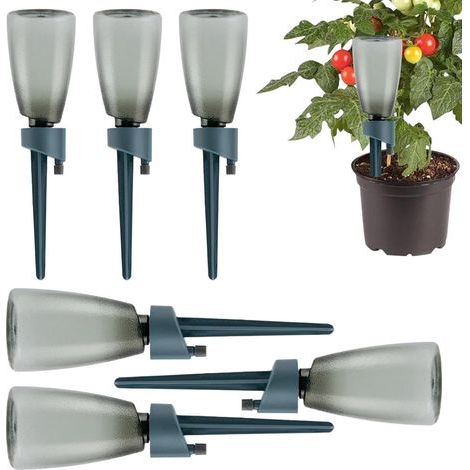 Set of 6 outdoor watering stakes - With control valve - Irrigation devices for - For balconies, patios, greenhouses, vacation homes and gardens (1/5)