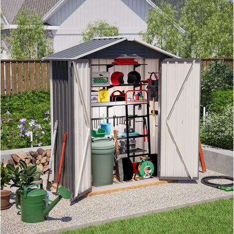 Casetta da giardino in metallo 154 x 83 x 180 cm in acciaio zincato grigio DESVIAE (1/5)