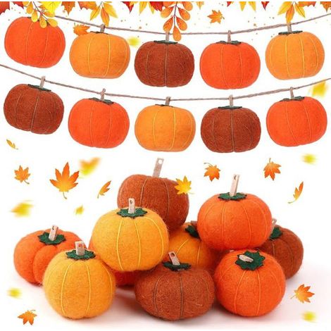 Lot de 10 guirndes de citrouilles automne en feutre pour Halloween,orange,jaune,marron,pour fête DECORATION DE FETE MURALE (1/5)