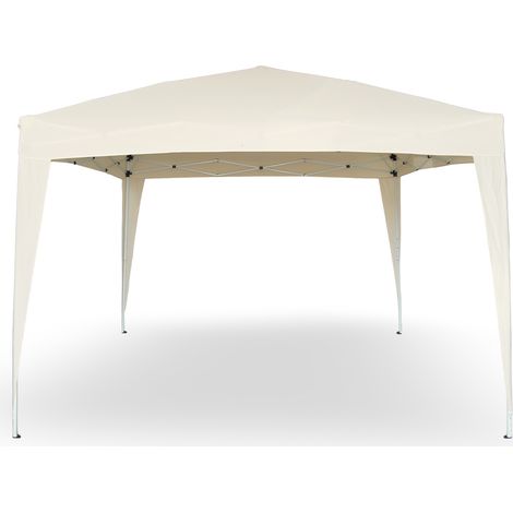Gazebo Eden richiudibile 3 m x 3 m in ferro verniciato bianco con telo beige