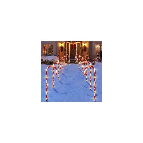 Decorazioni natalizie per esterni, 10 luci a stringa a forma di bastoncino di zucchero, luci solari da 53 cm con 8 modalità di illuminazione, luci da giardino impermeabili per decorazioni natalizie, p