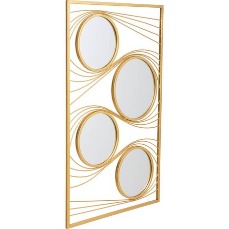 Espejo Rectangular de pared de metal dorado 61x96x2