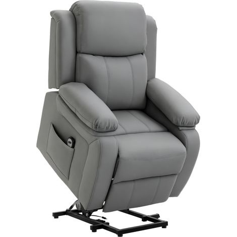 Sillón Relax Levanta Personas Auto-Ayuda con Control Remoto Reclinación Eléctrica 160° Reposapiés y Respaldo Tapizado en Cuero Sintético 76x90x105 cm