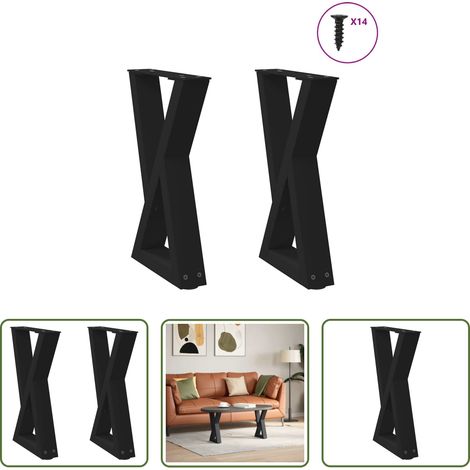 vidaXL Stahlbein -  Couchtischbeine 2 Stk. Schwarz 38x(42-43,3) cm Stahl