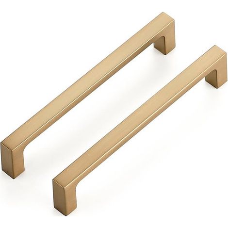 Poignées de meuble carrées en or massif - 12,8 cm , paquet de 10 - poignées confortables en alliage de zinc avec vis (1/5)