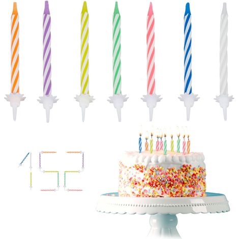 Relaxdays Set of 152 Colourful Birthday Candles with 50 Holders, for Cakes, Party Decoration, Party Candles, 6 cm (1/5)