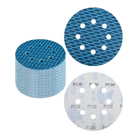 Lote de 32 Discos Diamantados 125mm Grado 120 - Uso Seco/Húmedo - Compatible con Lijadora Orbital para Metal/Compuestos (8 Agujeros) (1/4)