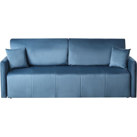 Schlafsofa 3-Sitzer EGGE Samtstoff Blau