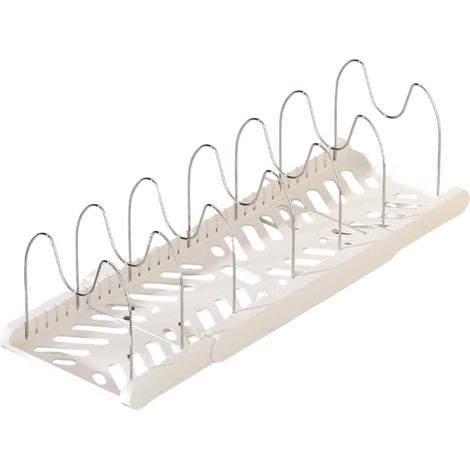 Organiseur de placard de cuisine réglable avec séparateurs - Support extensible pour poêles à pâtisserie, plateaux, casseroles, ustensiles de rangement extensibles (1/5)