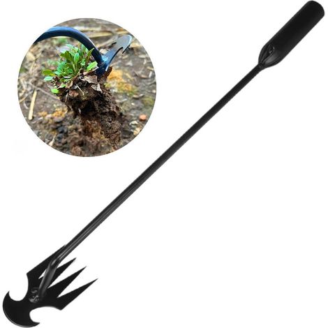 Arrache mauvaise herbes jardinage, outil de désherbage manuel à 4 Dents, désherbeur manuel 50cm, extracteur en acier au manganèse pour extérieur – Arrache Racines pour jardin (1/5)