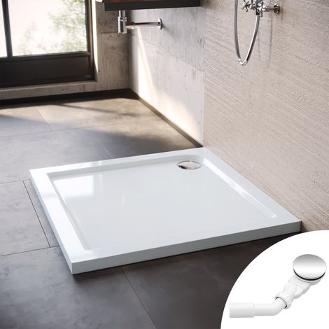 80 × 80cm Duschwanne Besteht Aus Quarz-Acrylplatte, mit Einem Weißen Rutschfesten, Korrosionsbeständigen und Wärmeisolierenden Design und Einem Abfluss