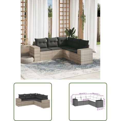 vidaXL Salon de jardin 5 pcs avec coussins gris clair résine tressée (1/3)