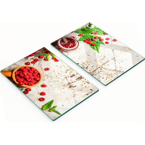 Tablas decorativas de cristal para cortar y servir, color mermelada de frambuesa, 2x40x52 cm.