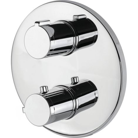 Vema Round Plate Thermostatic Concealed Shower Valve Dual Handle - Chrome (1/2)