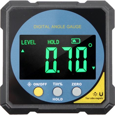 Rapporteur numérique double face, inclinomètre magnétique, détecteur d'angles 4 x 90°, 2 modes, niveau à bulle, instrument de nivellement électrique rechargeable pour machines à bois et construction (1/5)