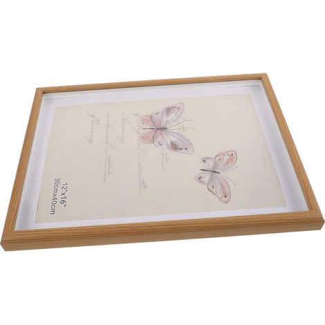 Vitrine en Boîte D'ombres pour Médailles, Cadre Rectangulaire en Bois Beige (1/5)